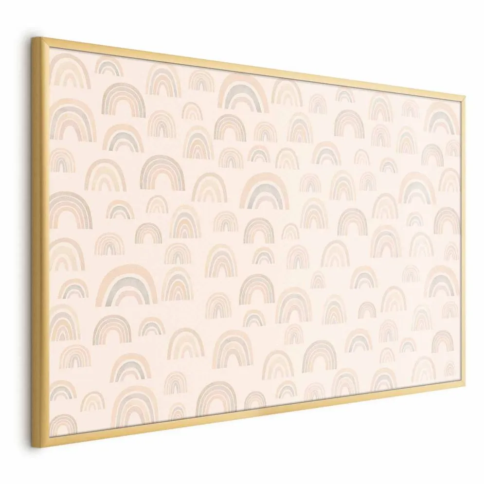 Plakat Pastelowe tęcze 30x21 cm z ramą złotą bez marginesu | MIRAT.