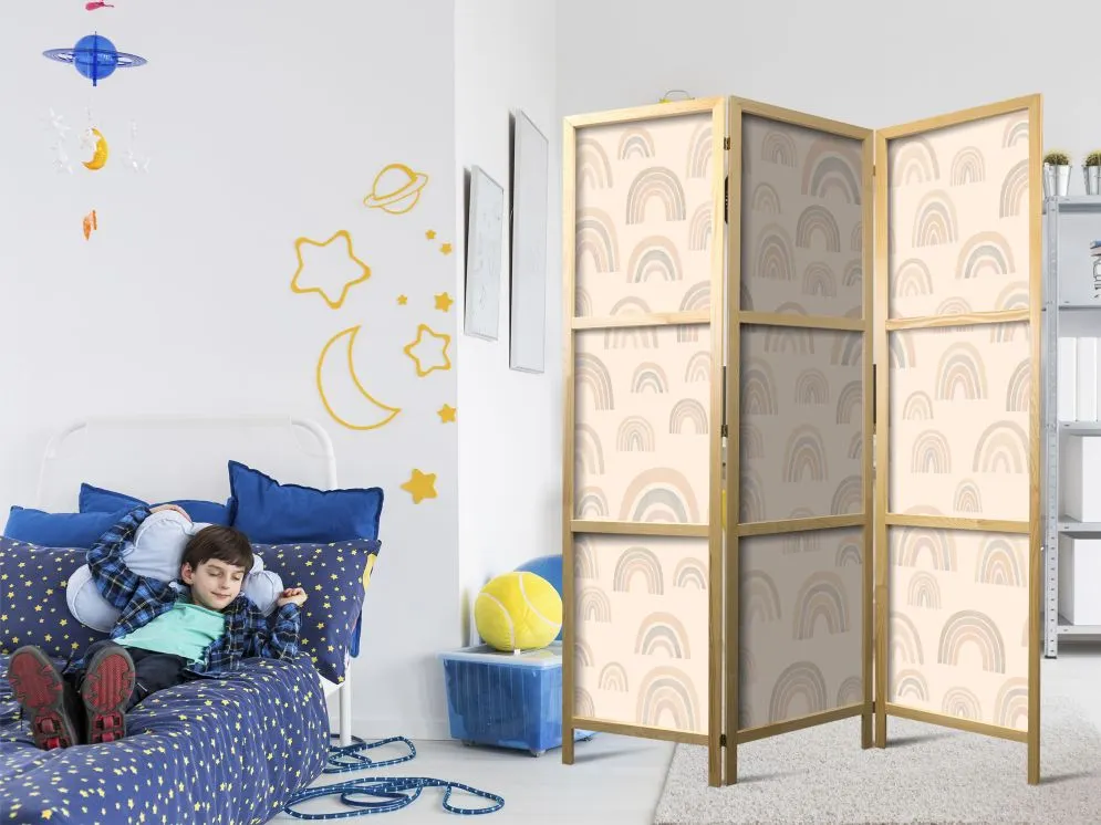 Parawan japoński Dla dzieci 135x172 cm 3-częściowy beżowy | MIRAT.