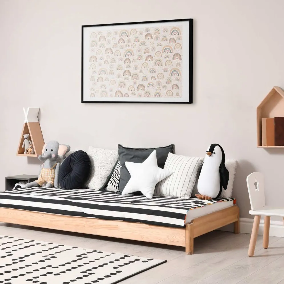 Plakat Tęcze i serca 60x40 cm z ramą czarną z marginesem | MIRAT.