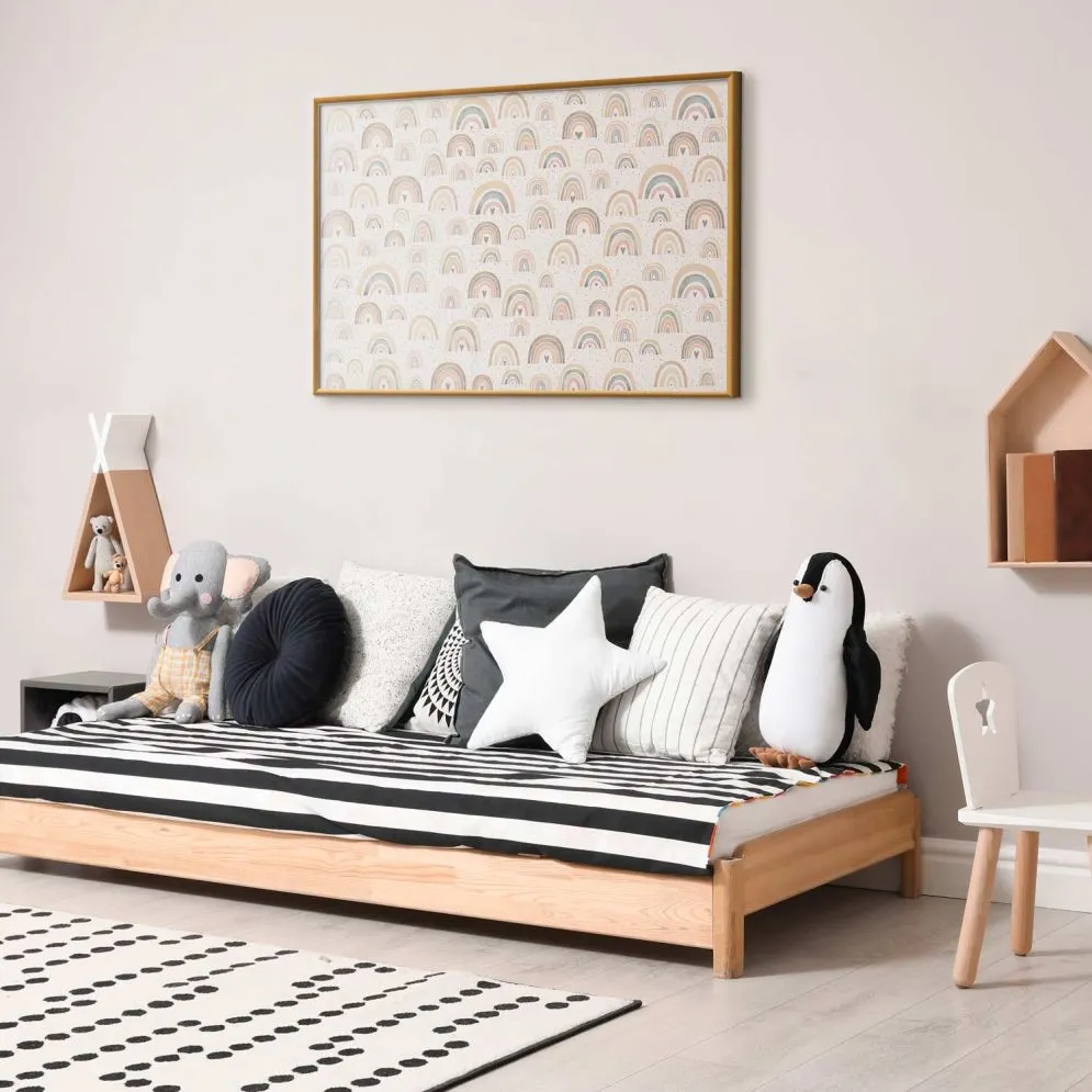 Plakat Tęcze i serca 60x40 cm z ramą złotą bez marginesu | MIRAT.