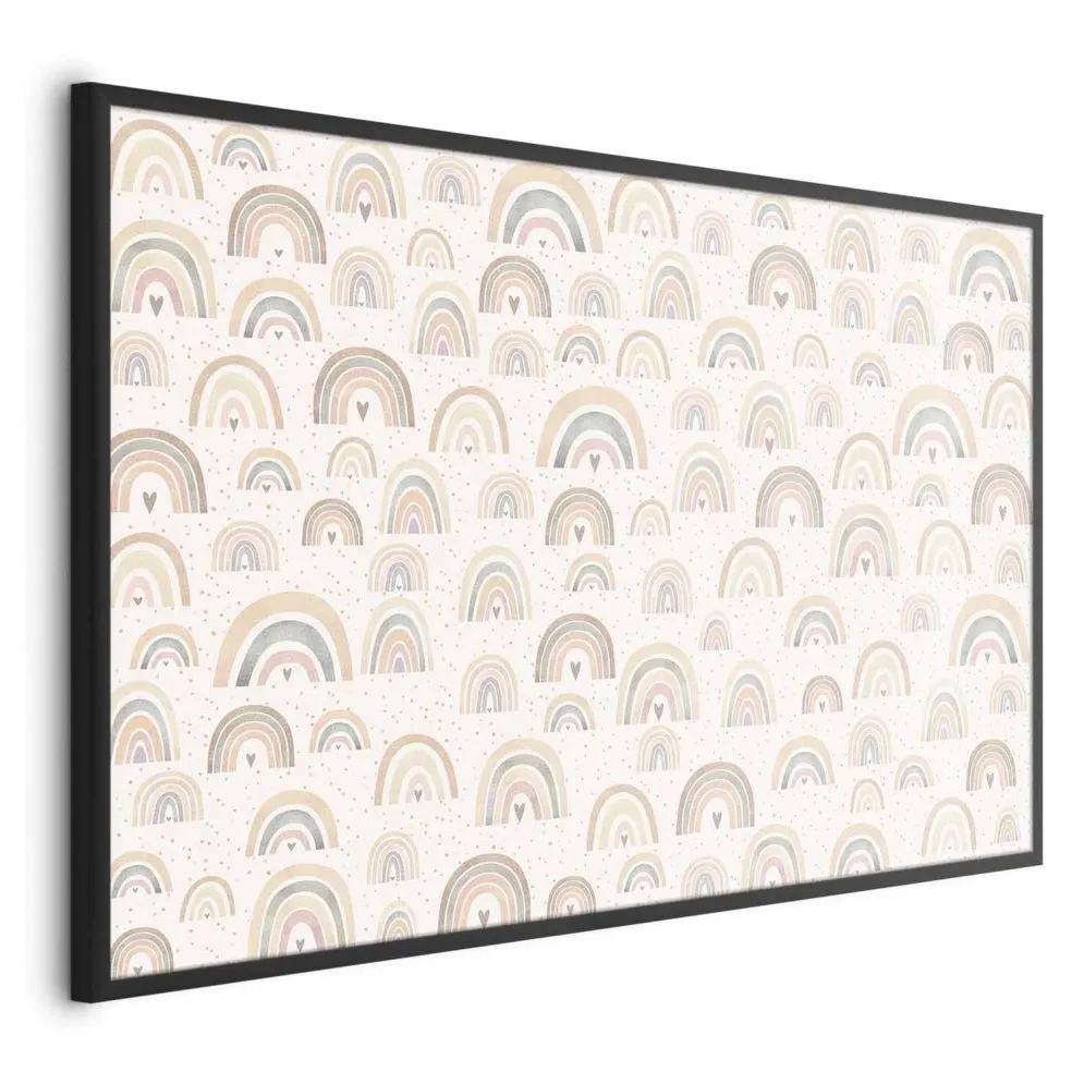 Plakat Tęcze i serca 42x29,7 cm z ramą czarną bez marginesu | MIRAT.
