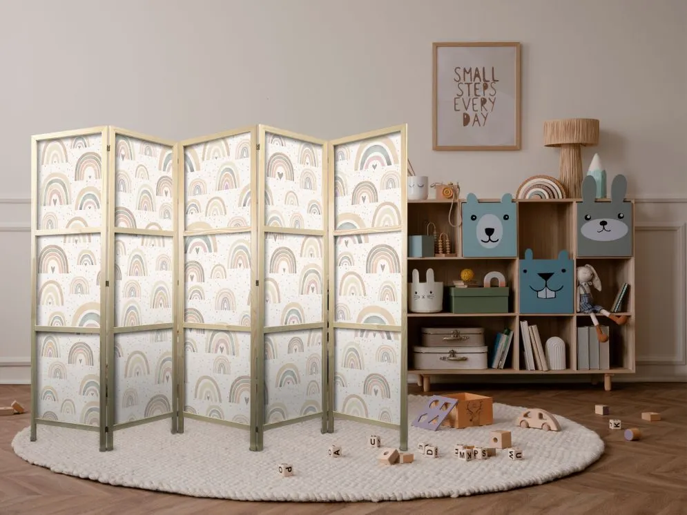 Parawan japoński Dla dzieci 225x172 cm 5-częściowy czarny | MIRAT.