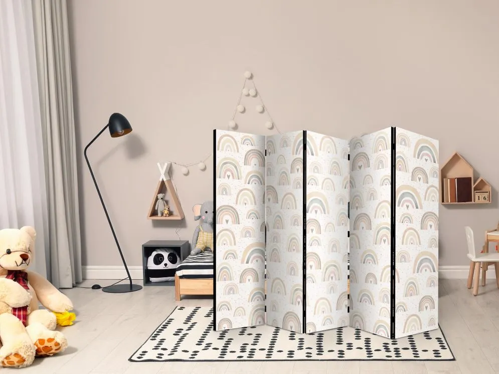 Parawan jednostronny Dla dzieci 225x172 cm 5-częściowy czarny | MIRAT.