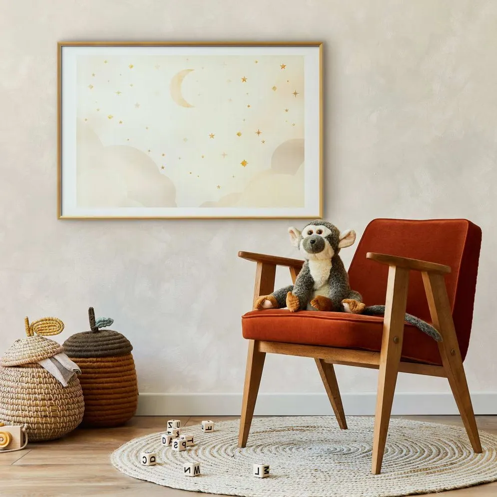 Plakat Rozgwieżdżona noc 30x21 cm z ramą złotą z marginesem | MIRAT.