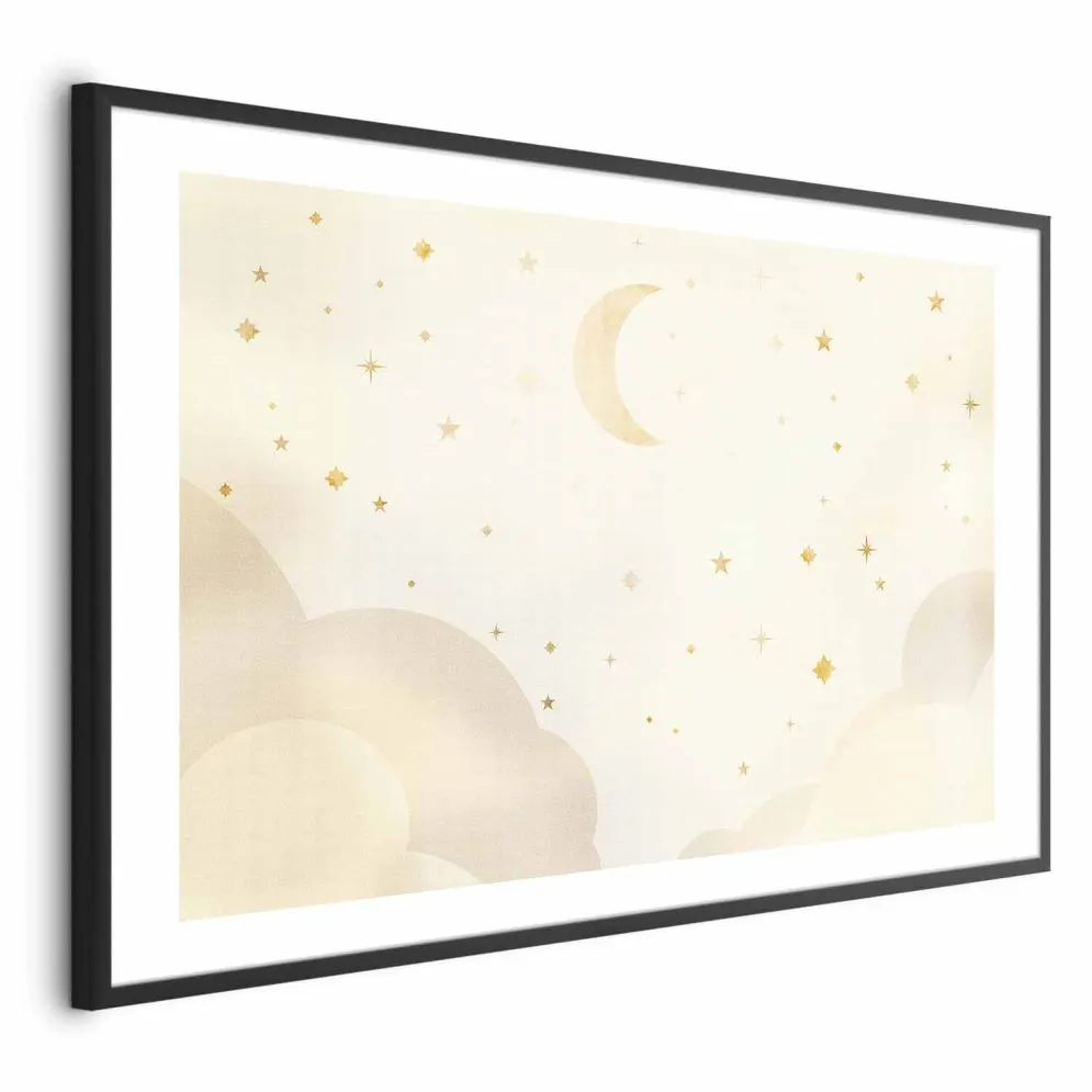Plakat Rozgwieżdżona noc 60x40 cm z ramą czarną z marginesem | MIRAT.