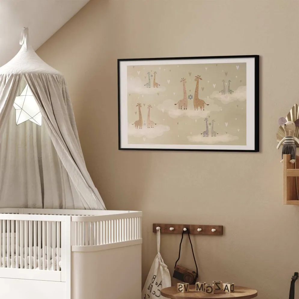 Plakat Zakochane żyrafy 60x40 cm z ramą czarną z marginesem | MIRAT.