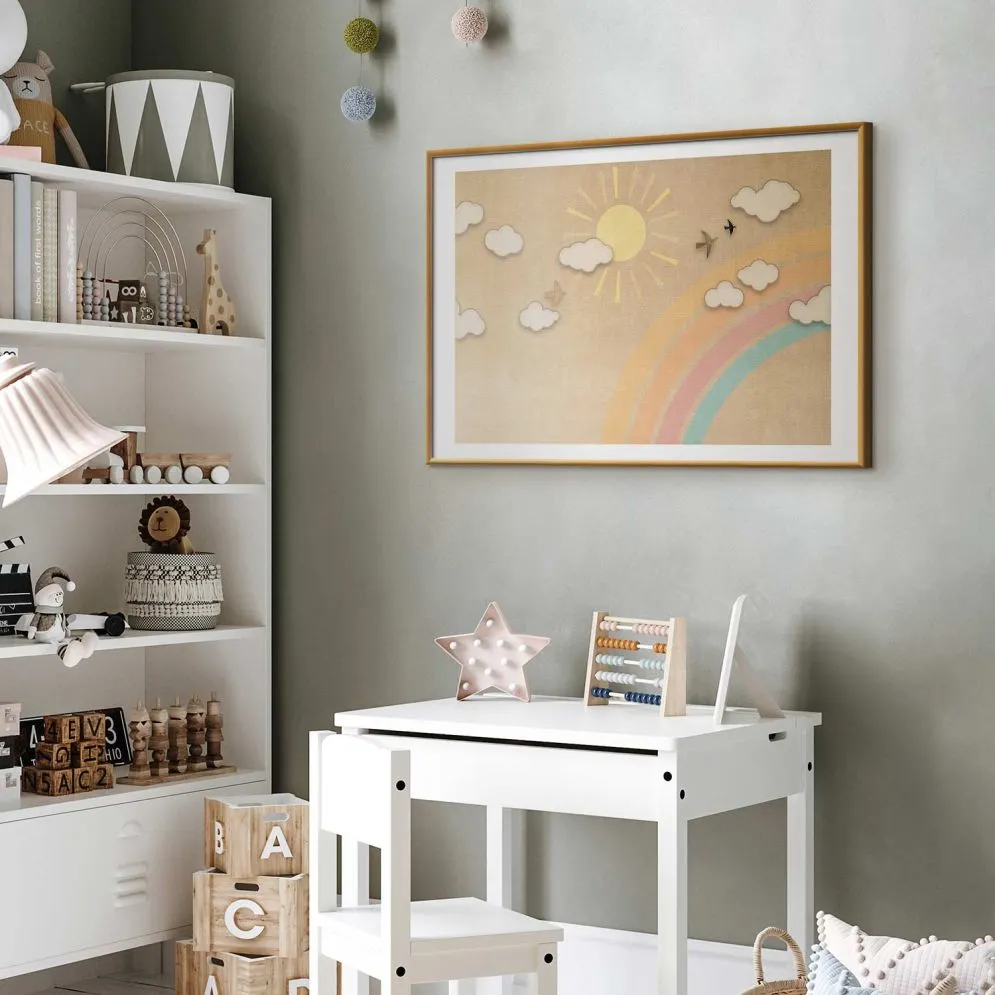 Plakat Tęczowy dzień 90x60 cm z ramą złotą z marginesem | MIRAT.