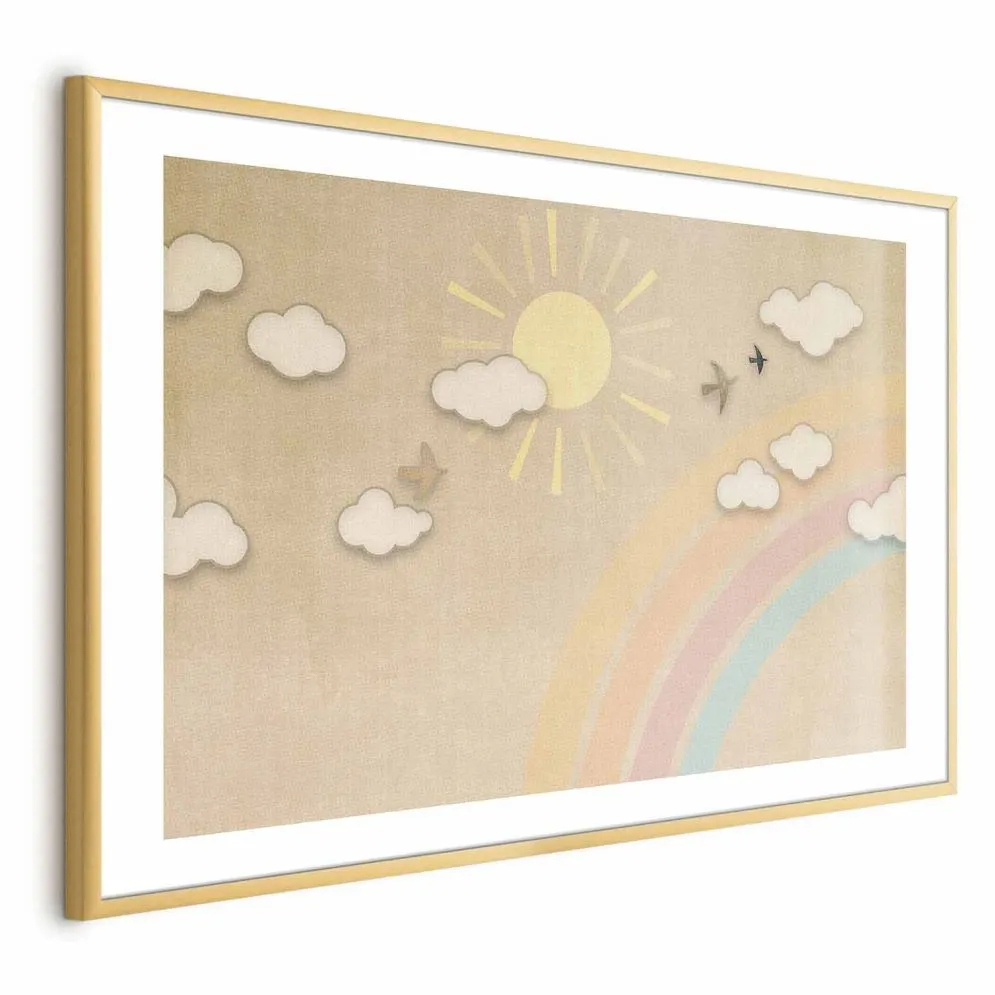 Plakat Tęczowy dzień 90x60 cm z ramą złotą z marginesem | MIRAT.