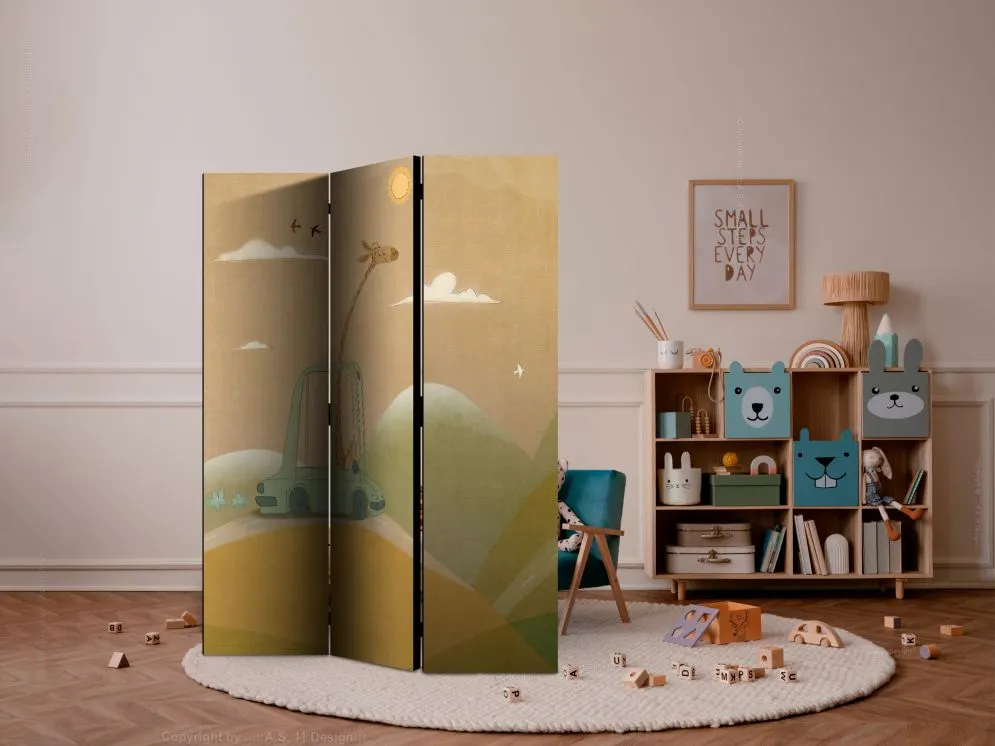 Parawan akustyczny Dla dzieci 135x172 cm 3-częściowy żółty | MIRAT.