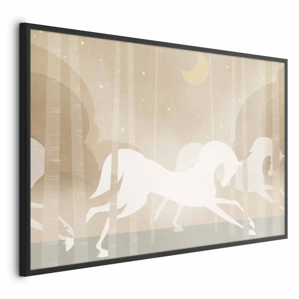 Plakat Pędzące rumaki 90x60 cm z ramą czarną bez marginesu | MIRAT.