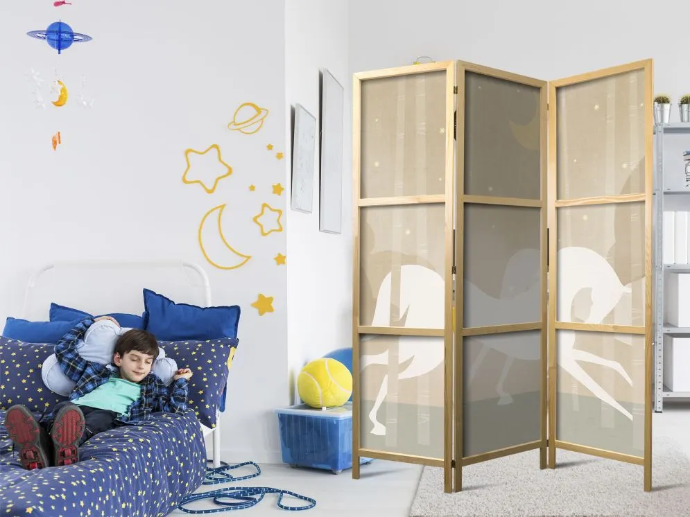 Parawan japoński Dla dzieci 135x172 cm 3-częściowy beżowy | MIRAT.