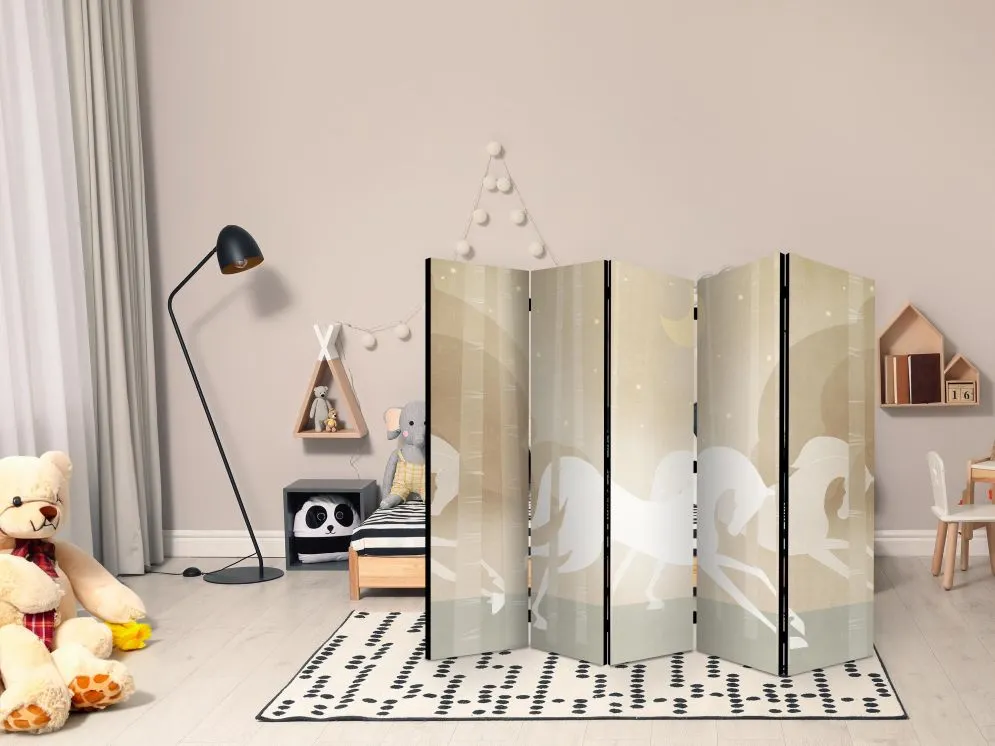 Parawan akustyczny Dla dzieci 225x172 cm 5-częściowy beżowy | MIRAT.