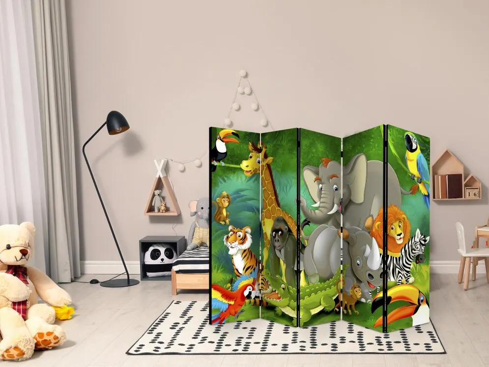Parawan akustyczny Dla dzieci 225x172 cm 5-częściowy zielony | MIRAT.