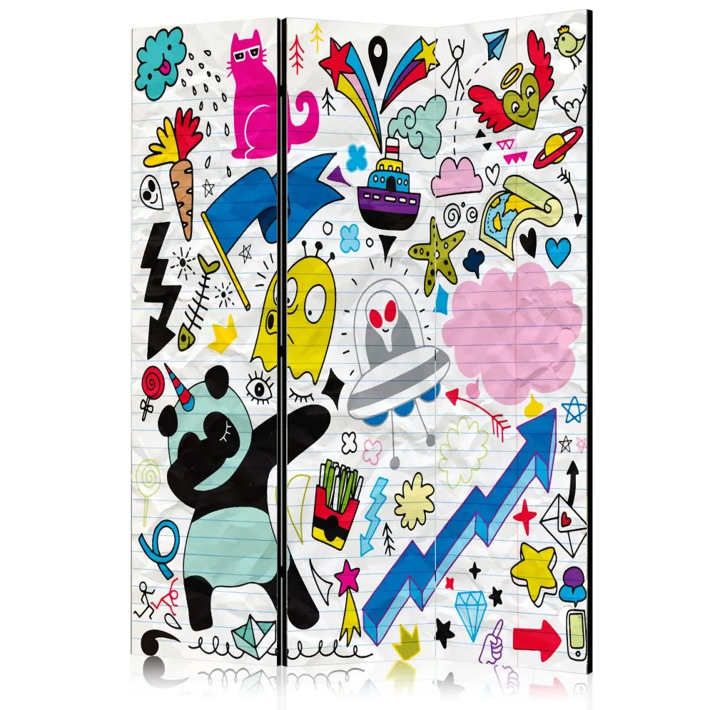 Parawan dwustronny Dla dzieci 135x172 cm 3-częściowy wielokolorowy | MIRAT.
