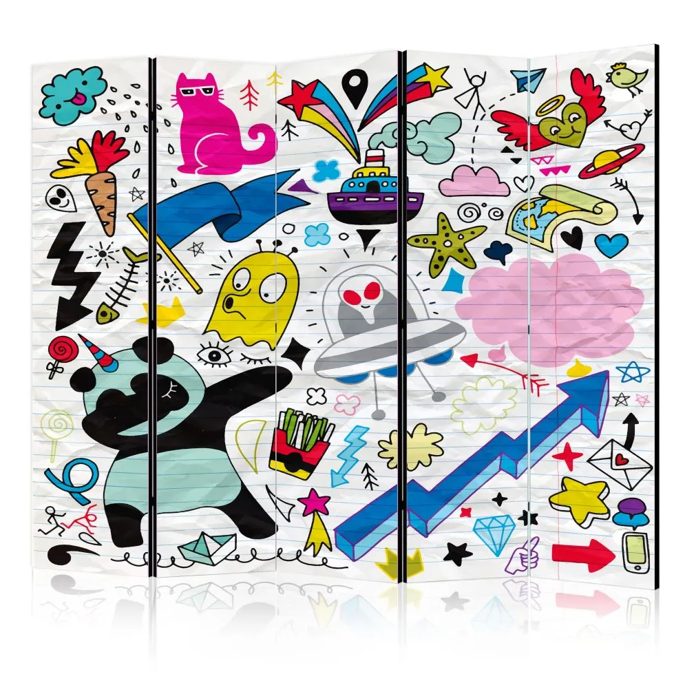 Parawan jednostronny Dla dzieci 225x172 cm 5-częściowy wielokolorowy | MIRAT.