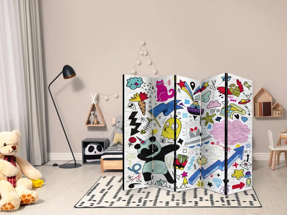 Parawan jednostronny Dla dzieci 225x172 cm 5-częściowy wielokolorowy | MIRAT.