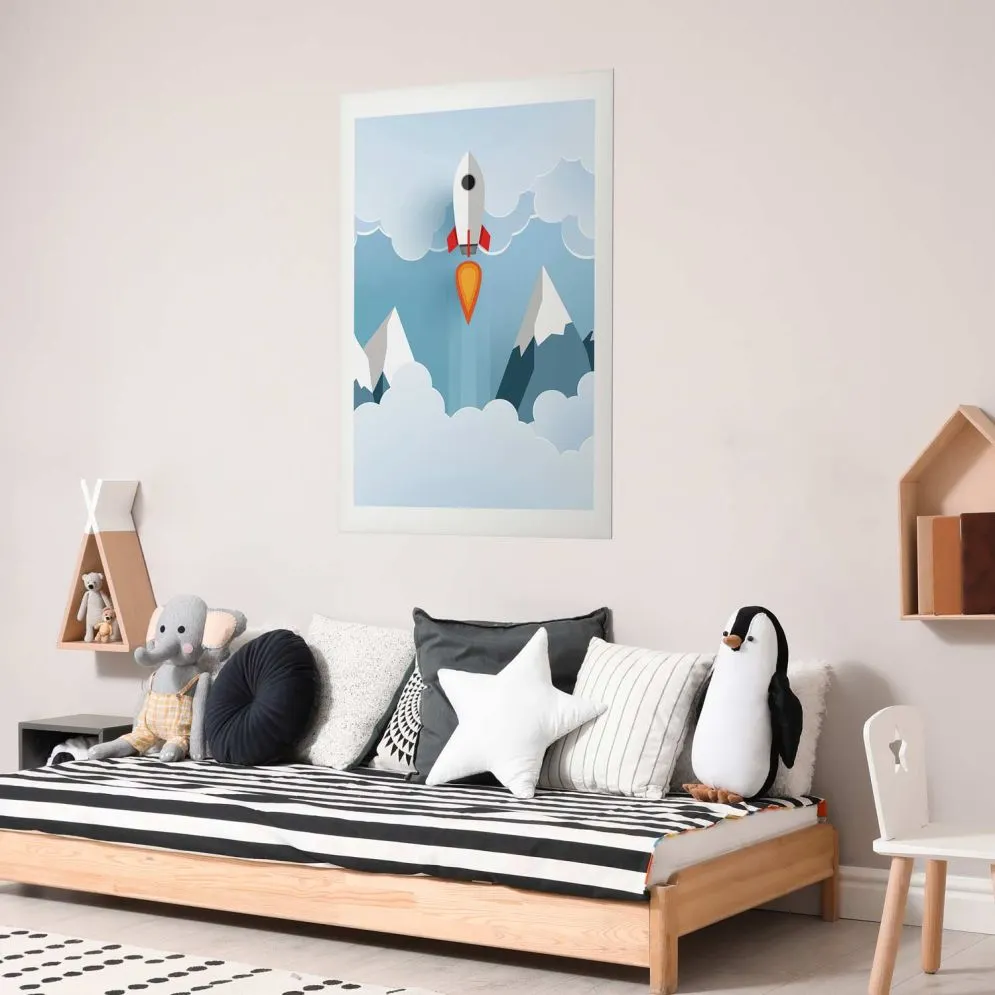 Plakat Rakieta w chmurach 29,7x42 cm bez ramy z marginesem | MIRAT.