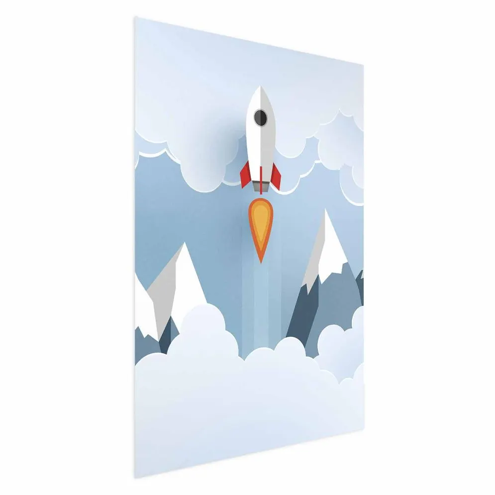 Plakat Rakieta w chmurach 21x30 cm bez ramy bez marginesu | MIRAT.