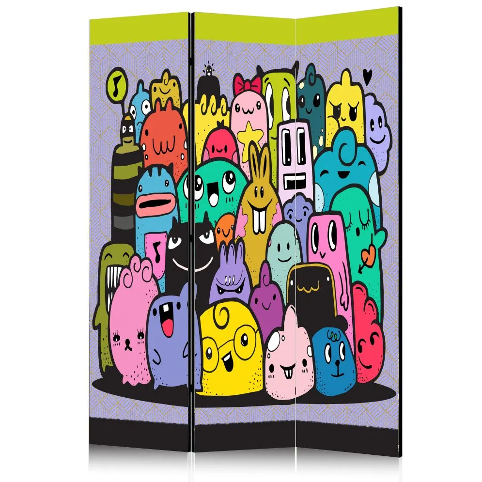 Parawan dwustronny Dla dzieci 135x172 cm 3-częściowy wielokolorowy | MIRAT.