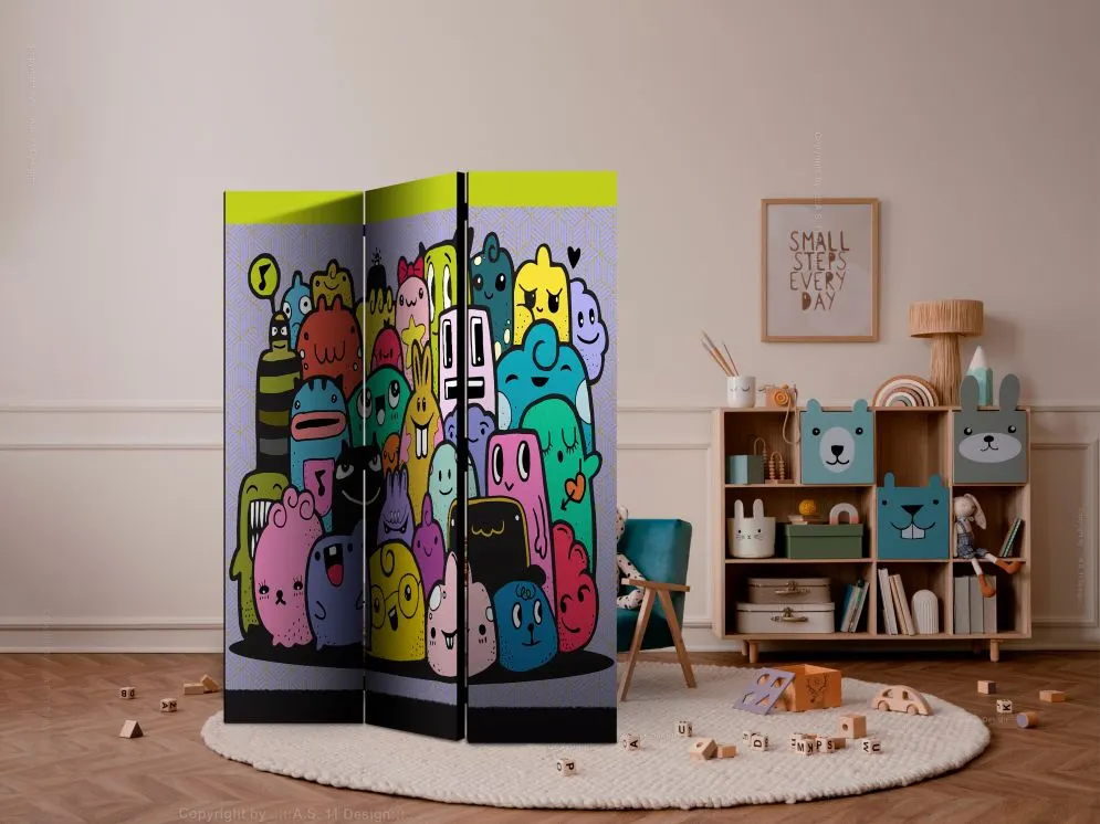 Parawan dwustronny Dla dzieci 135x172 cm 3-częściowy wielokolorowy | MIRAT.