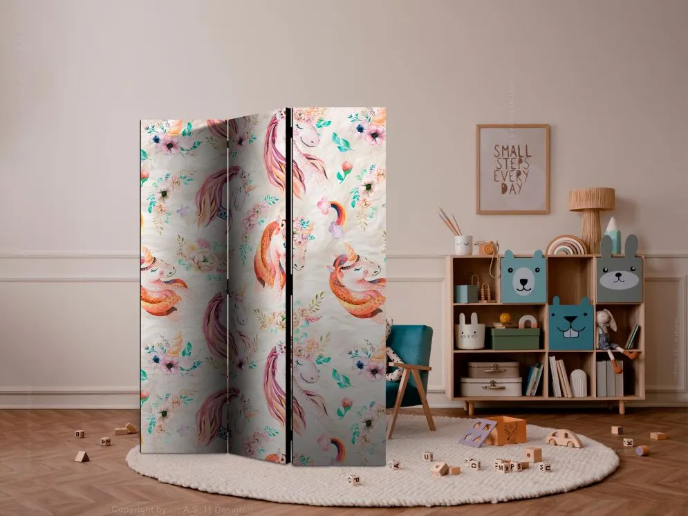 Parawan jednostronny Dla dzieci 135x172 cm 3-częściowy beżowy | MIRAT.