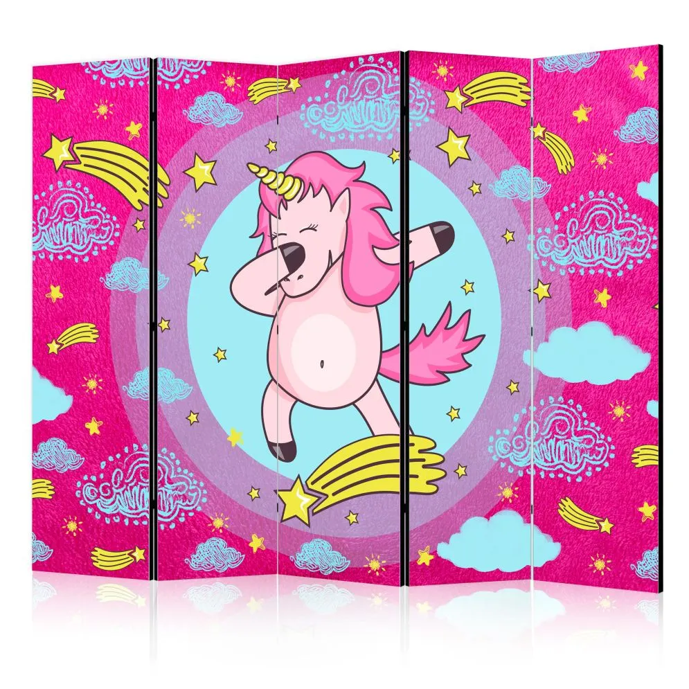 Parawan dwustronny Dla dzieci 225x172 cm 5-częściowy szary | MIRAT.