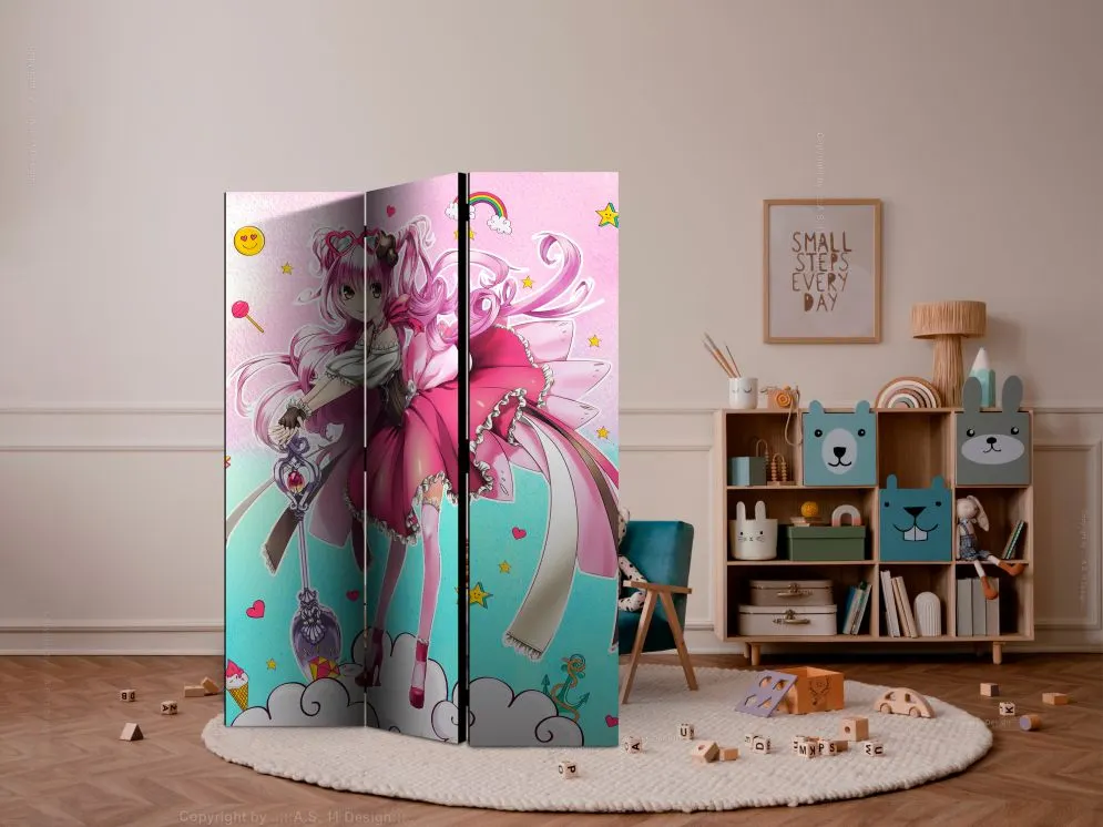 Parawan dwustronny Dla dzieci 135x172 cm 3-częściowy szary | MIRAT.