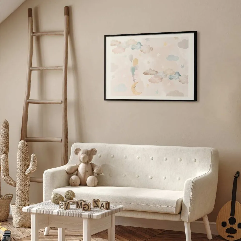 Plakat Bajkowe niebo 30x21 cm z ramą czarną z marginesem | MIRAT.