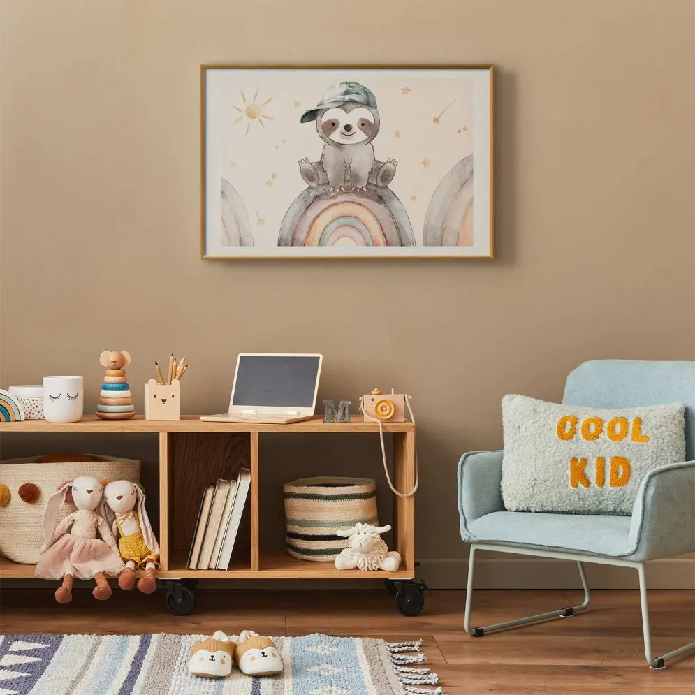 Plakat Pośród gwiazdek i tęcz 42x29,7 cm z ramą złotą z marginesem | MIRAT.