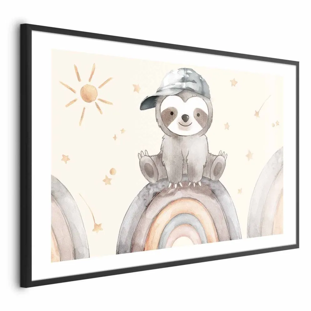 Plakat Pośród gwiazdek i tęcz 90x60 cm z ramą czarną z marginesem | MIRAT.