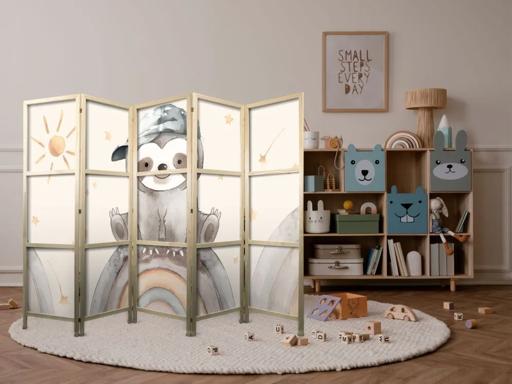 Parawan japoński Dla dzieci 225x172 cm 5-częściowy biały | MIRAT.