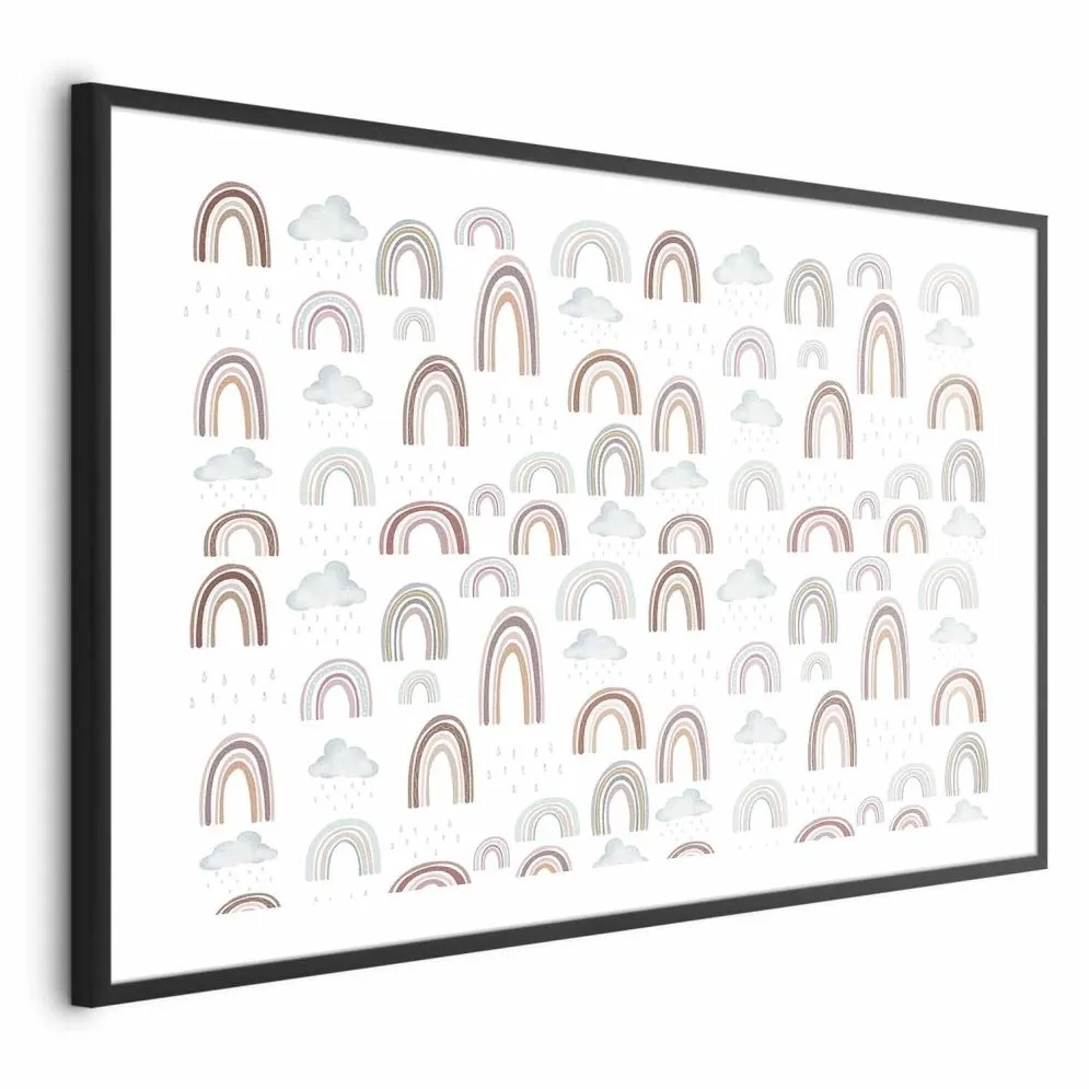 Plakat Tęcza po deszczu 90x60 cm z ramą czarną z marginesem | MIRAT.