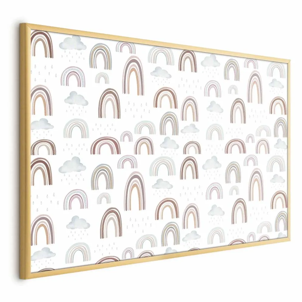 Plakat Tęcza po deszczu 90x60 cm z ramą złotą bez marginesu | MIRAT.