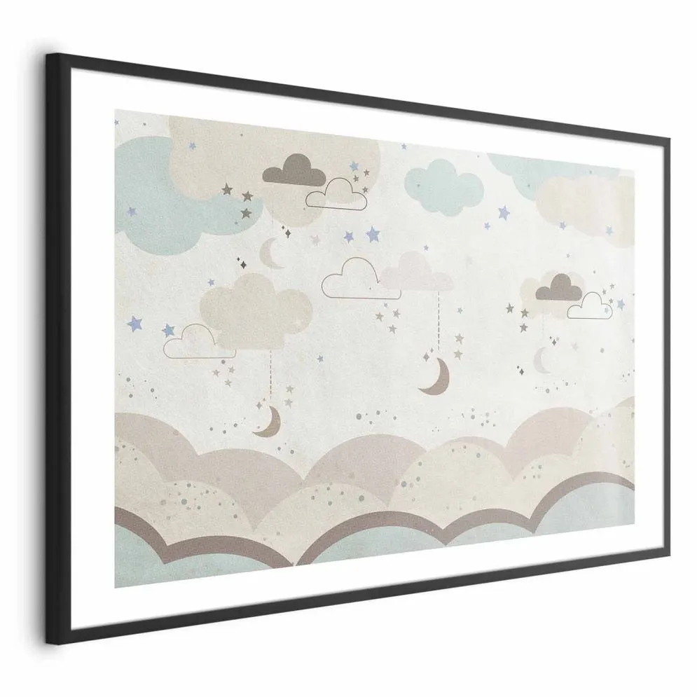 Plakat Bajkowa noc 90x60cm z ramą czarną z marginesem | MIRAT.