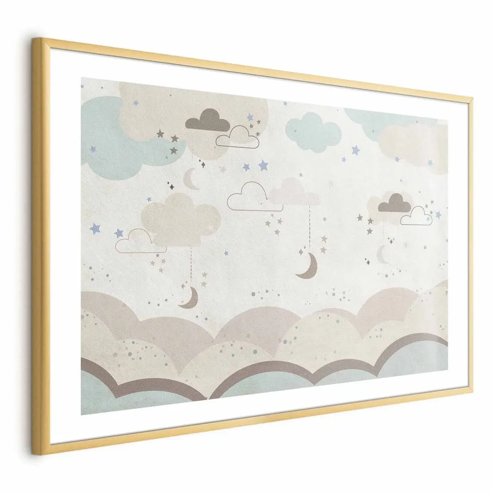 Plakat Bajkowa noc 90x60cm z ramą złotą z marginesem | MIRAT. kolekcja e-C-10063-ao-a