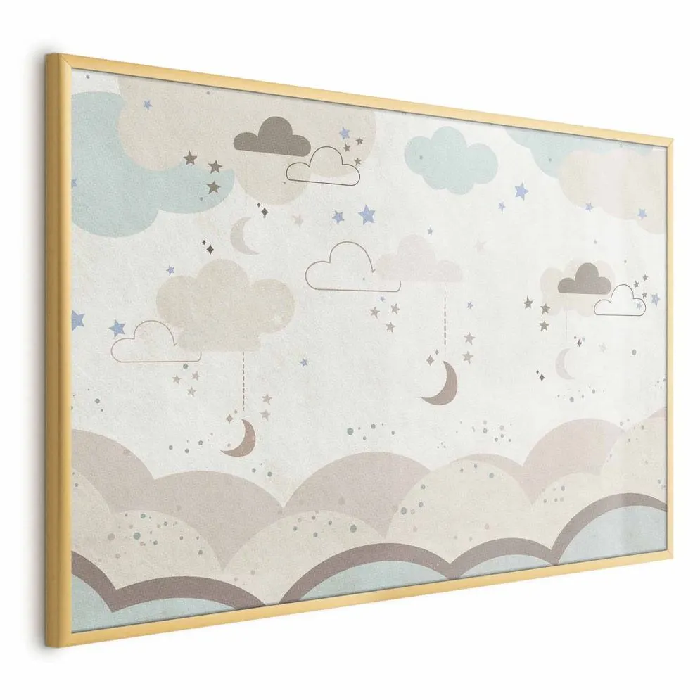 Plakat Bajkowa noc 90x60cm z ramą złotą bez marginesu | MIRAT. kolekcja e-C-10063-ao-a