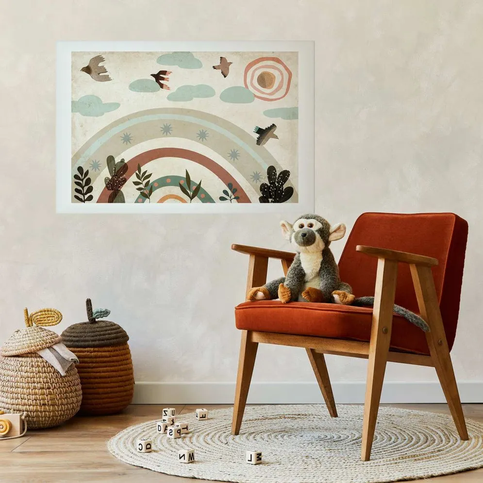 Plakat Tęcza i ptaki 90x60 cm bez ramy z marginesem | MIRAT.