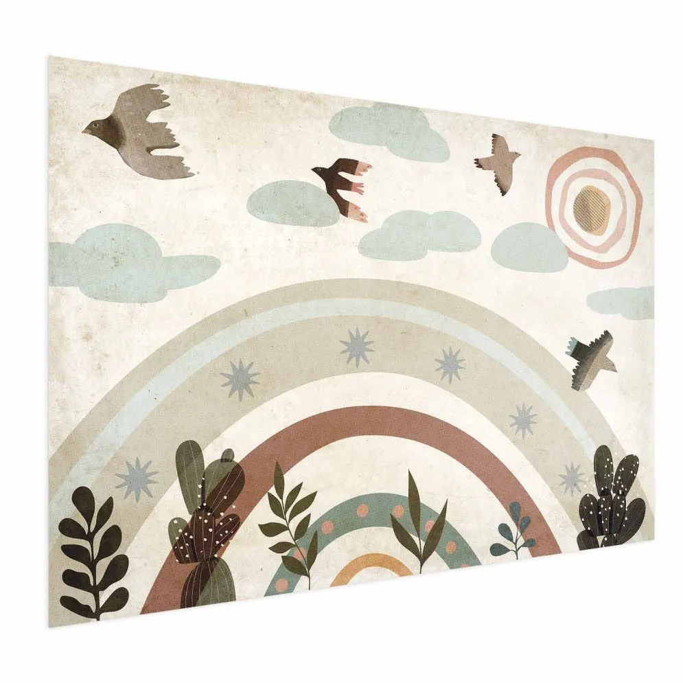 Plakat Tęcza i ptaki 90x60 cm bez ramy bez marginesu | MIRAT.