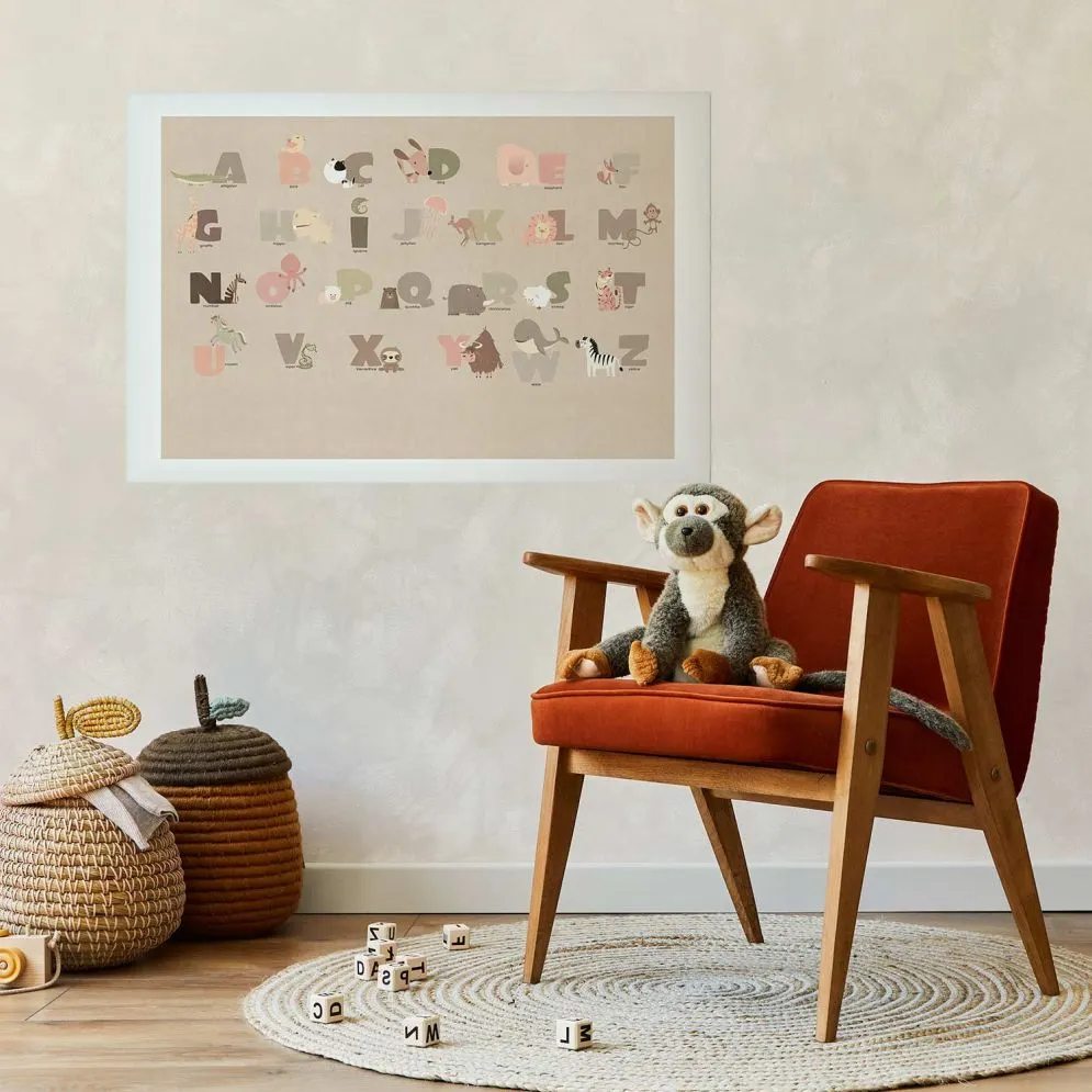 Plakat Beżowe abecadło 60x40 cm bez ramy z marginesem | MIRAT.
