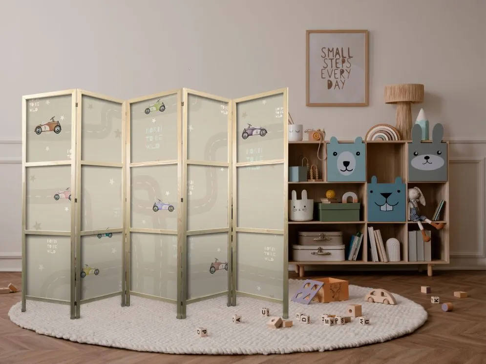 Parawan japoński Dla dzieci 225x172 cm 5-częściowy biały | MIRAT.