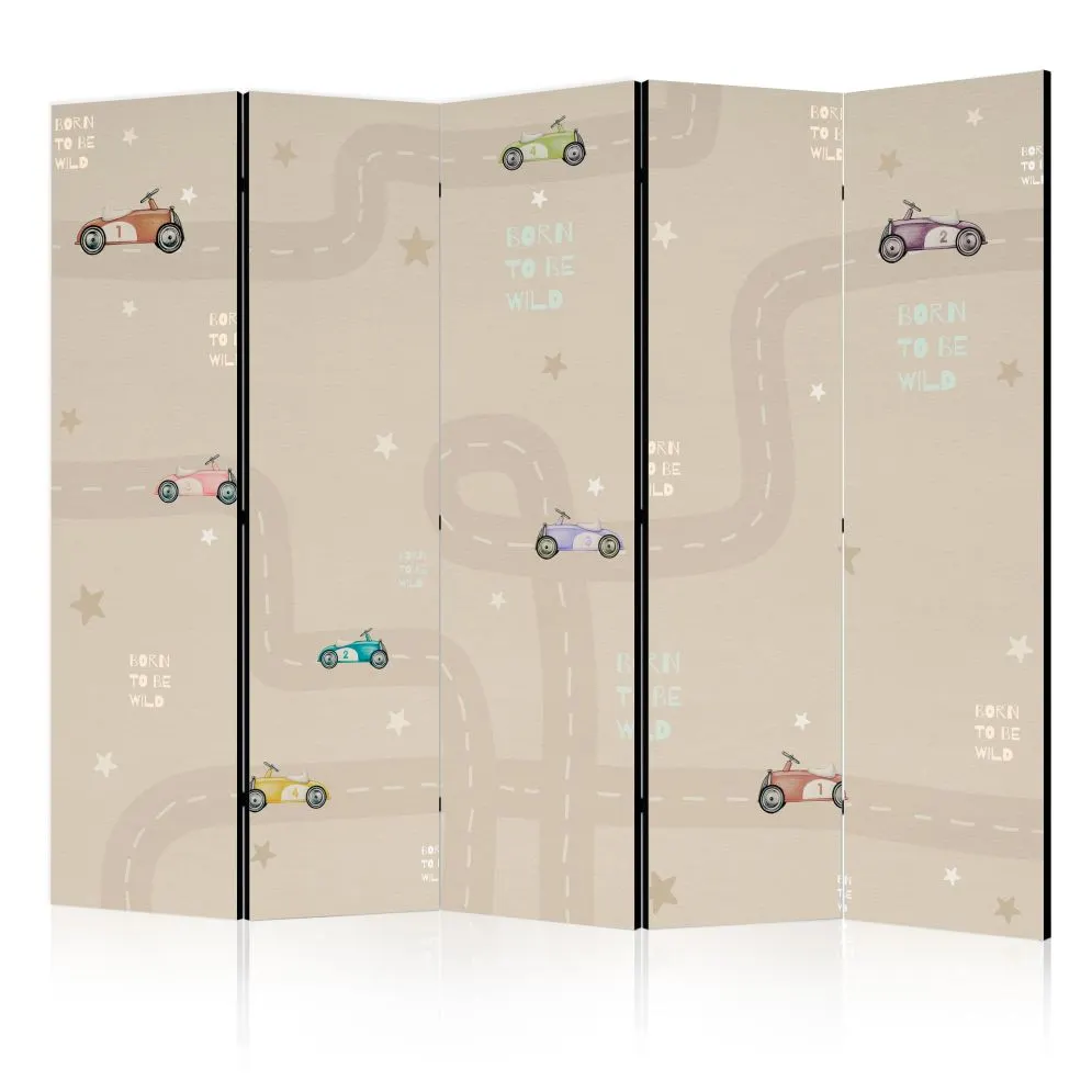 Parawan dwustronny Dla dzieci 225x172 cm 5-częściowy biały | MIRAT.