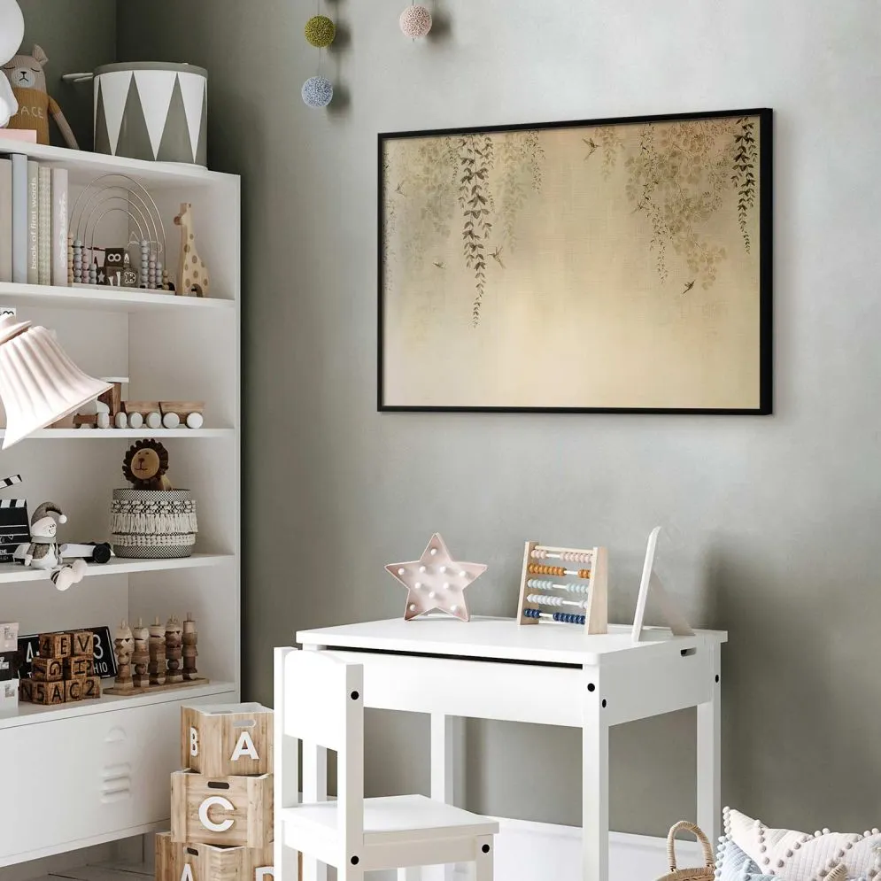 Plakat Beżowe koliberki 42x29,7 cm z ramą czarną bez marginesu | MIRAT.