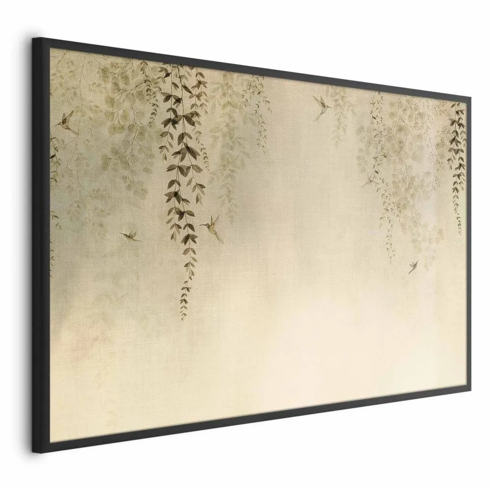 Plakat Beżowe koliberki 42x29,7 cm z ramą czarną bez marginesu | MIRAT.