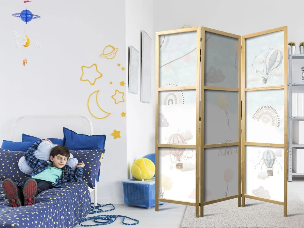 Parawan japoński Dla dzieci 135x172 cm 3-częściowy biały | MIRAT.