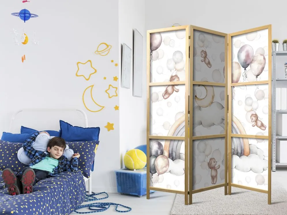 Parawan japoński Dla dzieci 135x172 cm 3-częściowy biały | MIRAT.