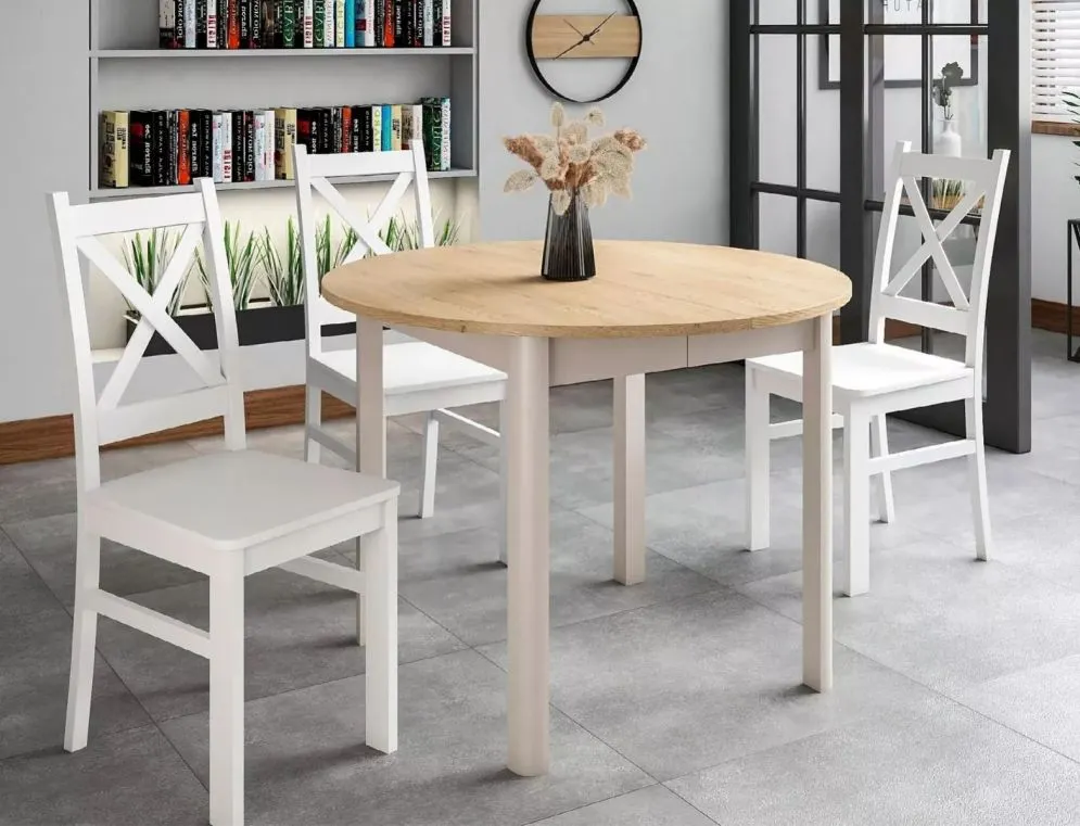 Okrągły stół rozkładany Dante 102(144)x102 cm dąb kaszmir | MIRAT styl SKANDYNAWSKI