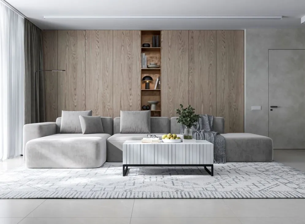 Stolik kawowy TAL 3D 110x54cm biały mat nowoczesny I sklep meblowy MIRAT. styl LOFT, RYFLOWANY kolekcja TAL