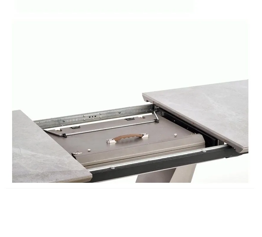 Stół rozkładany VALENTINO 160(220)x90 szary marmur/złoty do jadalni | MIRAT. styl GLAMOUR