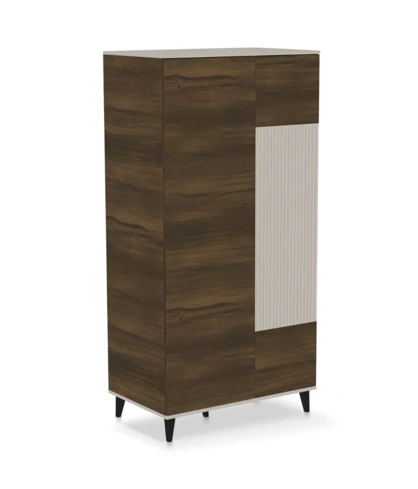 Szafa dwudrzwiowa RANDOM 2 S-1 90cm orzech/kaszmirowa do salonu I sklep meblowy MIRAT. styl RYFLOWANY kolekcja RANDOM