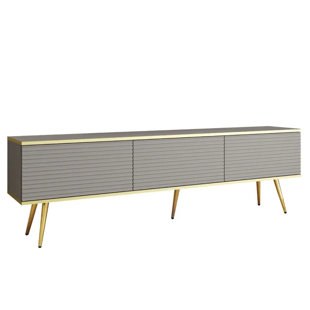 Szafka RTV KARL 3D 175cm wisząca/stojąca szary mat ryflowana I sklep meblowy MIRAT. styl GLAMOUR, RYFLOWANY